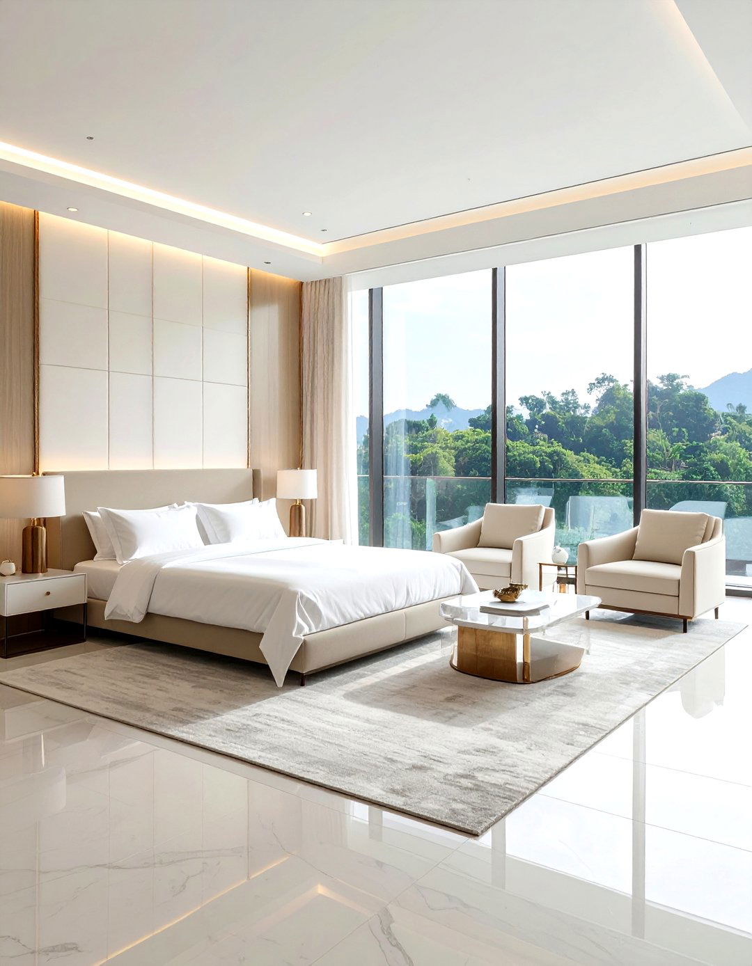 Master suite with sitting area layout - 30 bedroom floor plan ideas