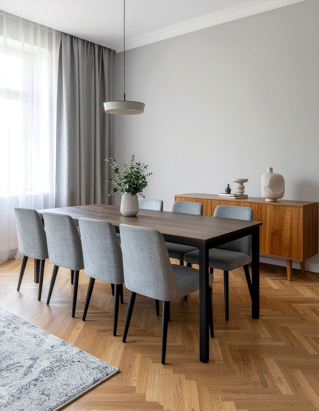 Matching Chairs Sideboard Decor - 30 dining room balance ideas