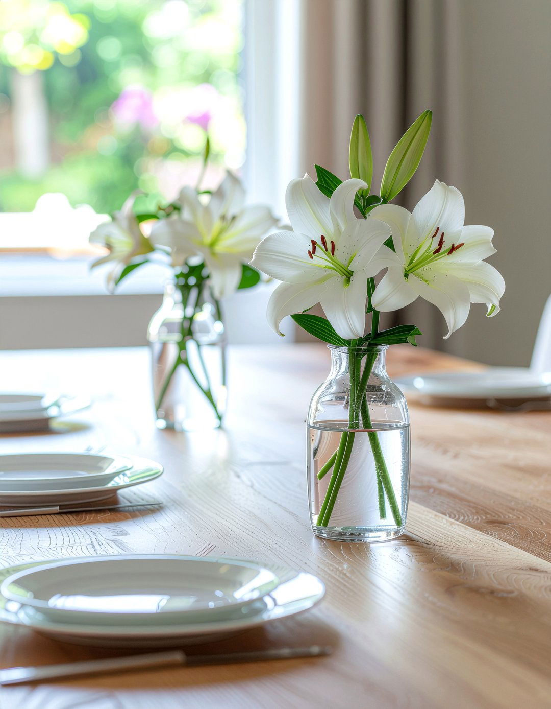 Matching Floral Arrangements On Table - 30 dining room symmetry ideas