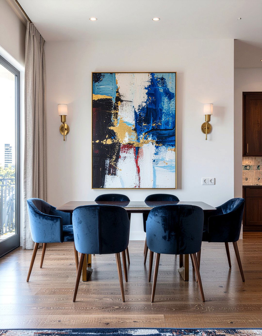 Matching Wall Sconces Beside Art - 30 dining room symmetry ideas