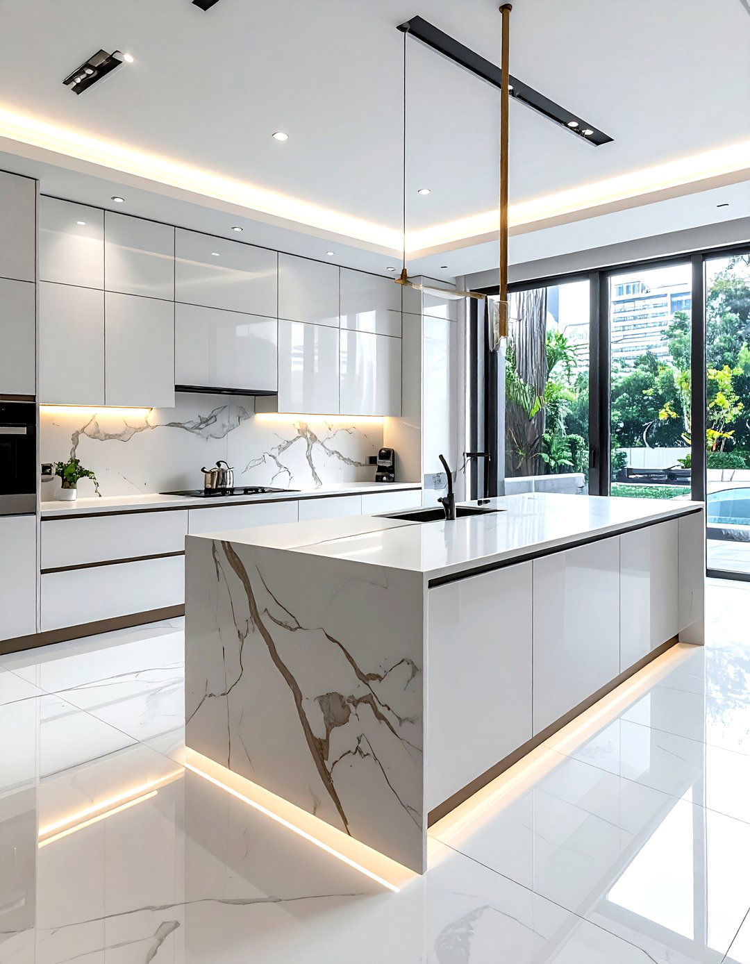 Matching quartz backsplash countertop - 30 Caesarstone kitchen ideas