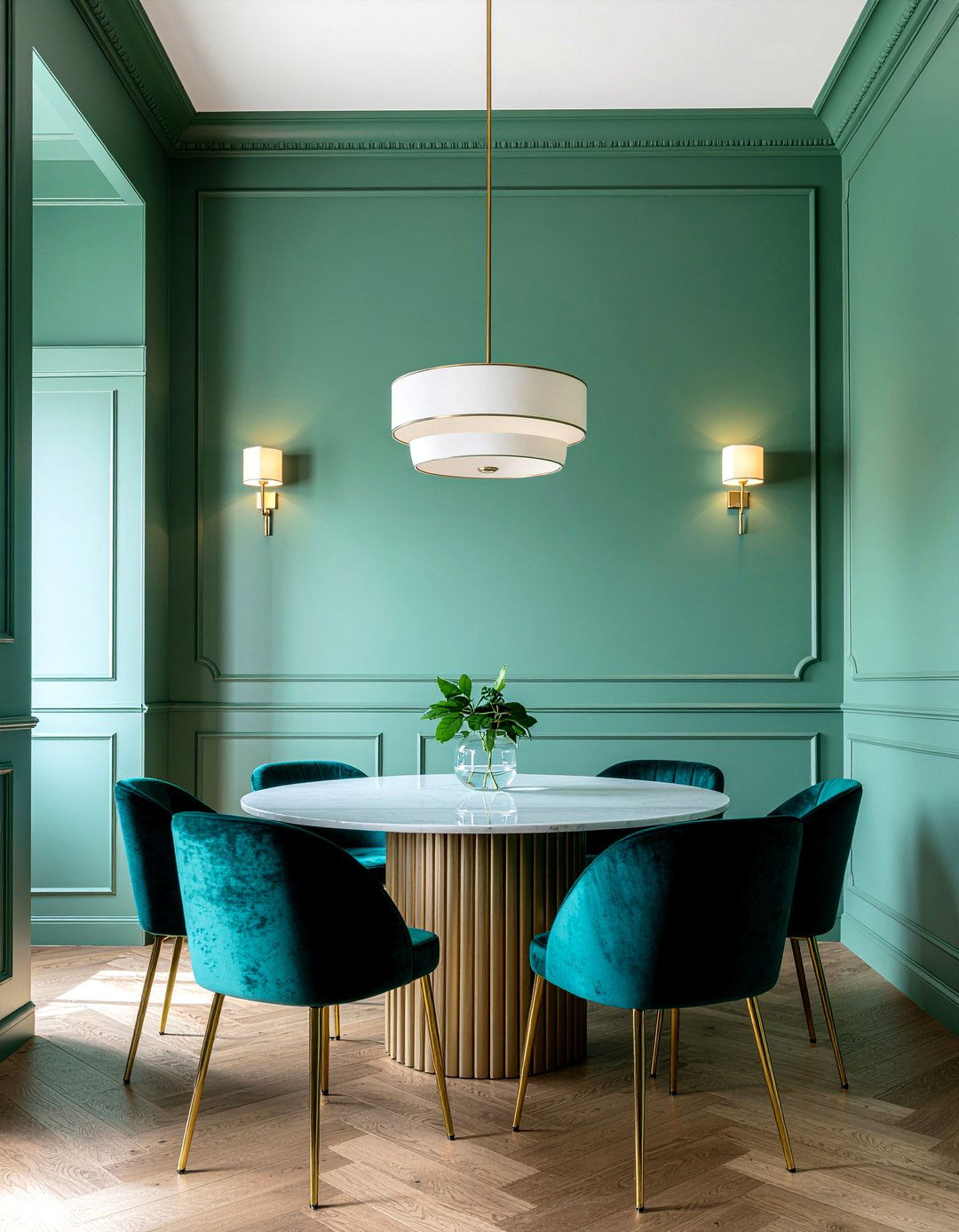 Matching wall color cornice - 30 dining room cornice ideas