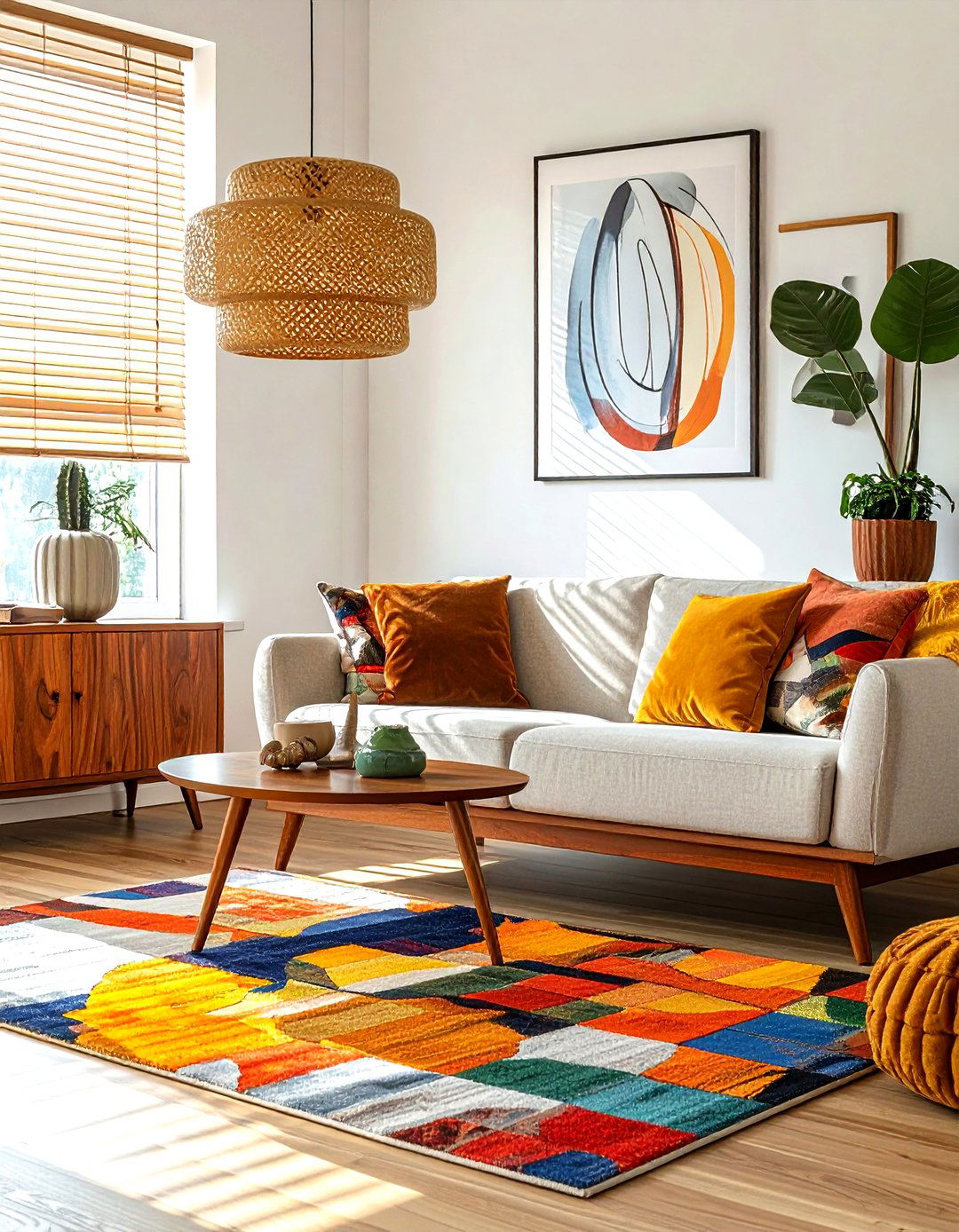 Matchstick shades - 30 living room window treatment ideas