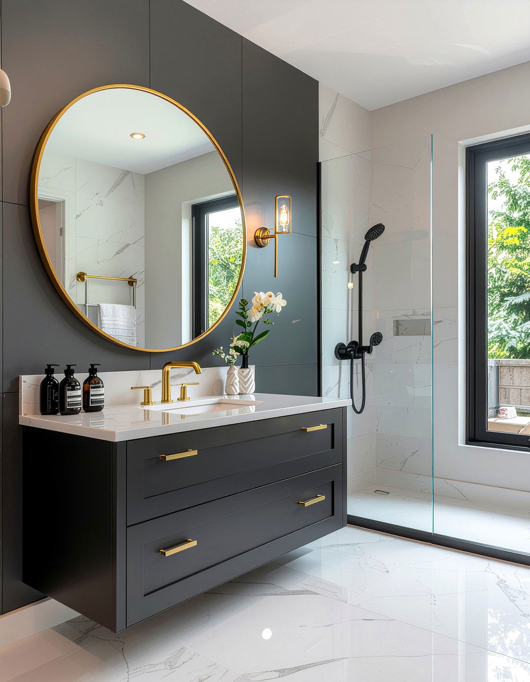 Matte Black And Gold Finish - 30 bathroom finish mixing ideas