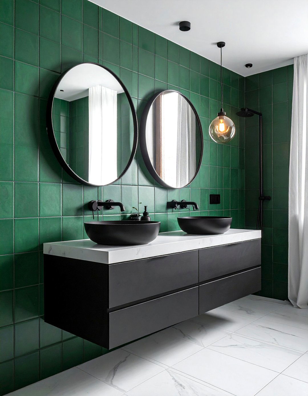 Matte Black And Green Bathroom - 30 emerald green bathroom ideas