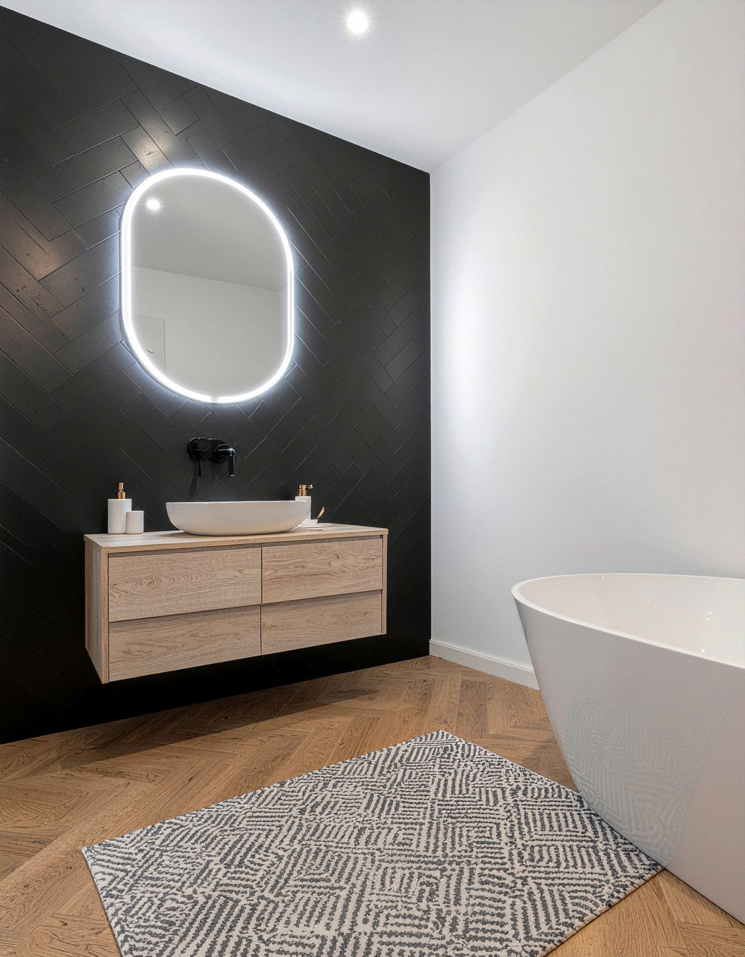 Matte Black Arabesque Backsplash - 30 arabesque tile bathroom ideas