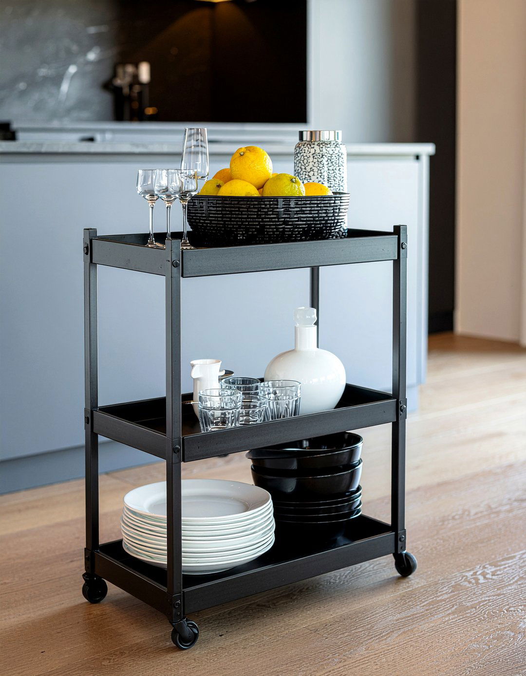 Matte Black Bar Cart - 30 dining room bar cart ideas
