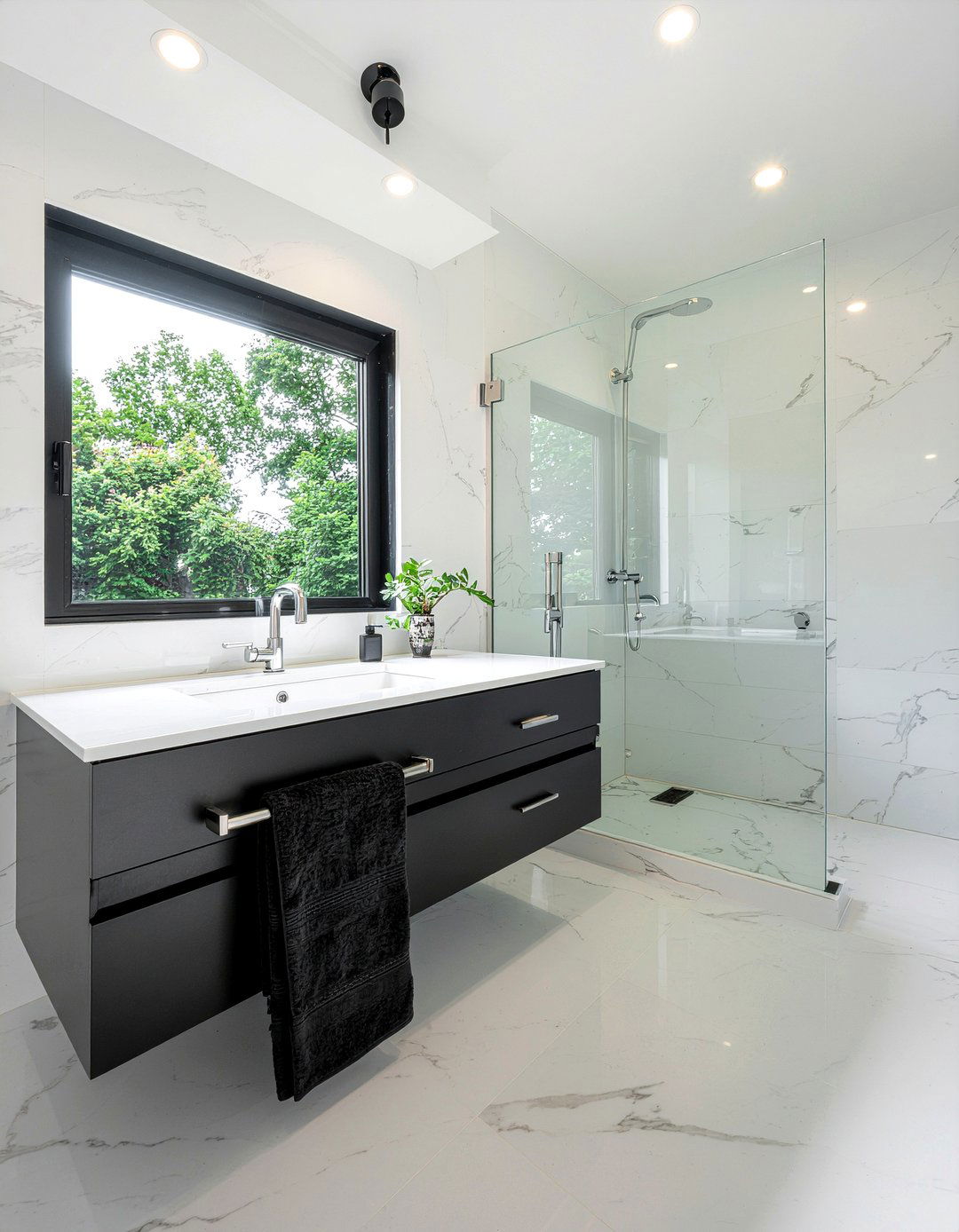 Matte Black Bathroom - 30 bathroom towel color ideas