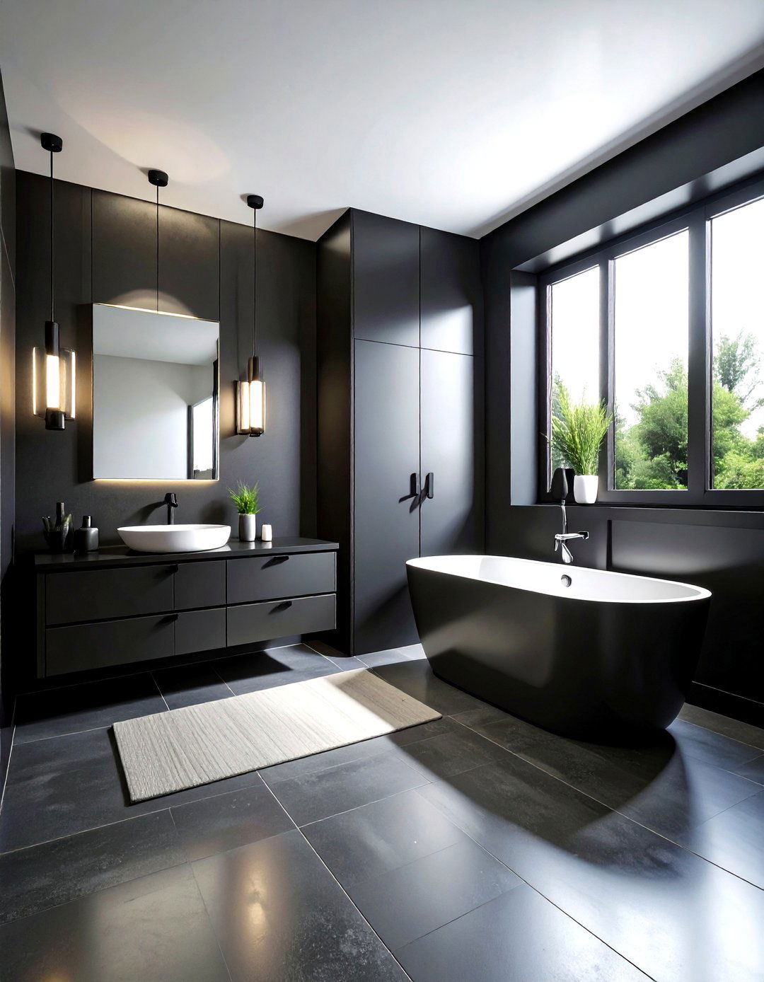 Matte Black Bathroom - 30 dark black bathroom ideas