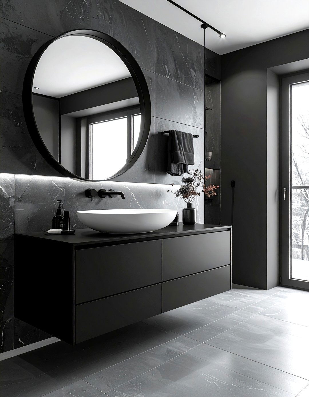 Matte Black Bathroom Fixture - 30 dark decor ideas