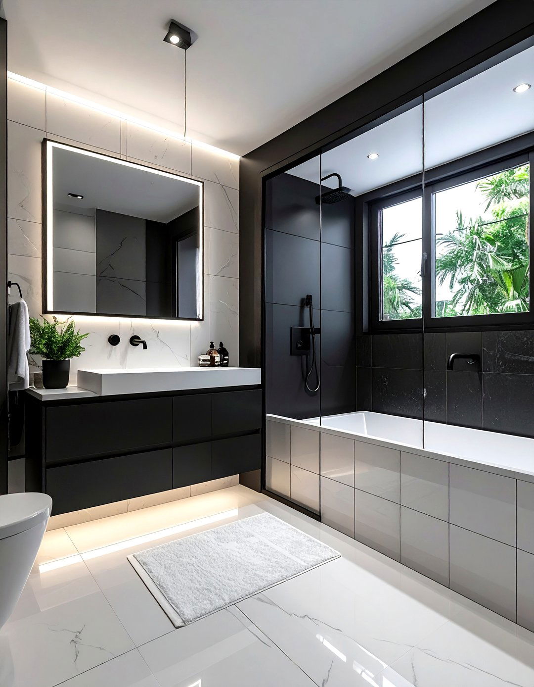 Matte Black Bathroom - 30 bathroom accent color ideas