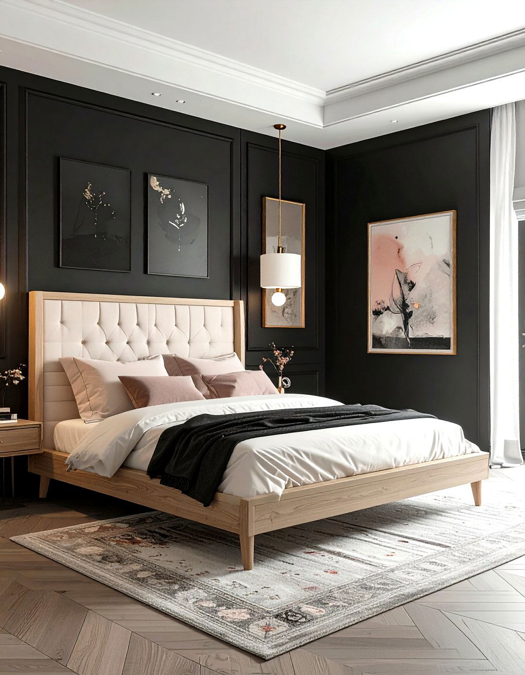 Matte Black Bedroom Wall - 30 accent wall paint ideas
