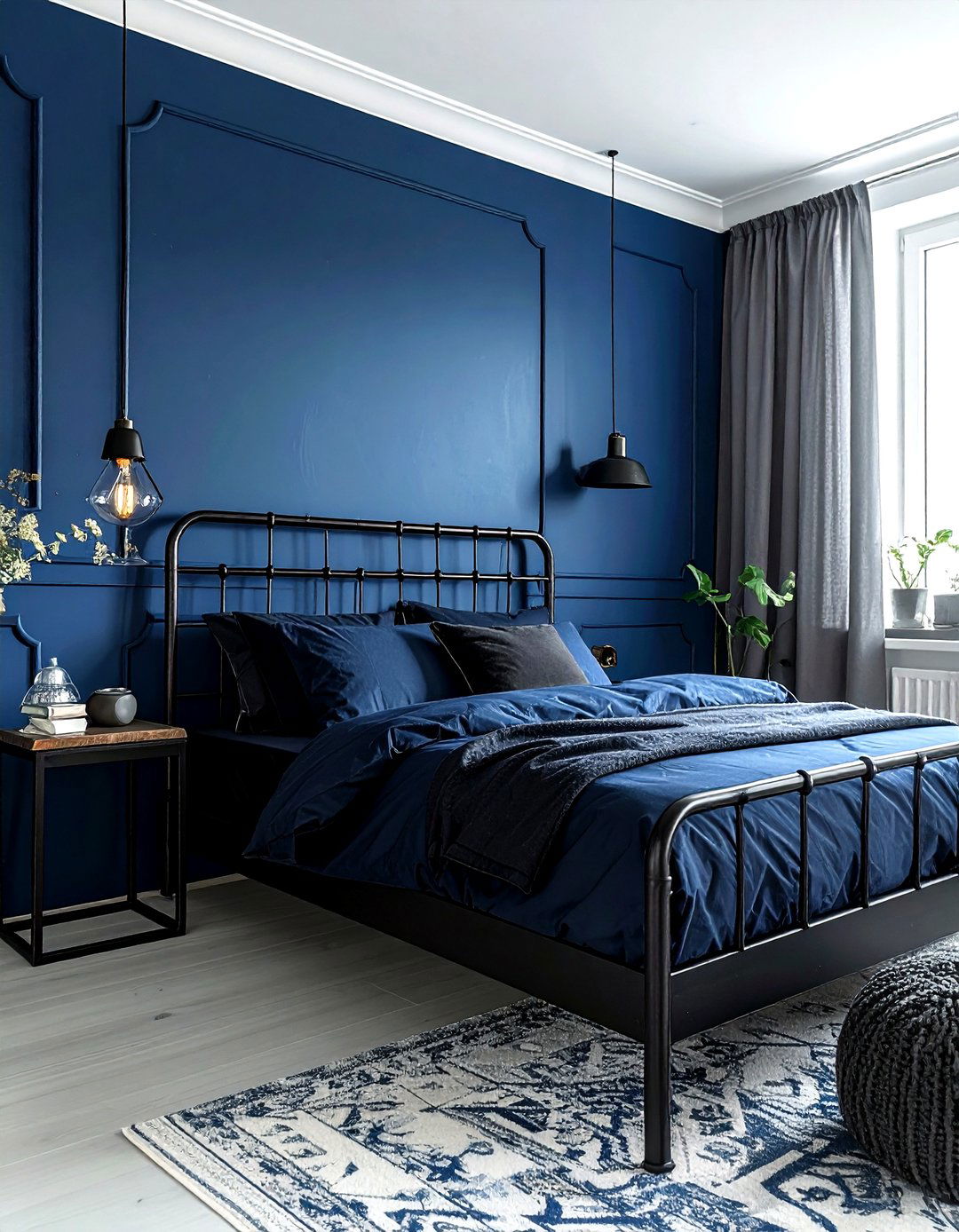 Matte Black Blue Bedroom - 30 industrial blue bedroom ideas