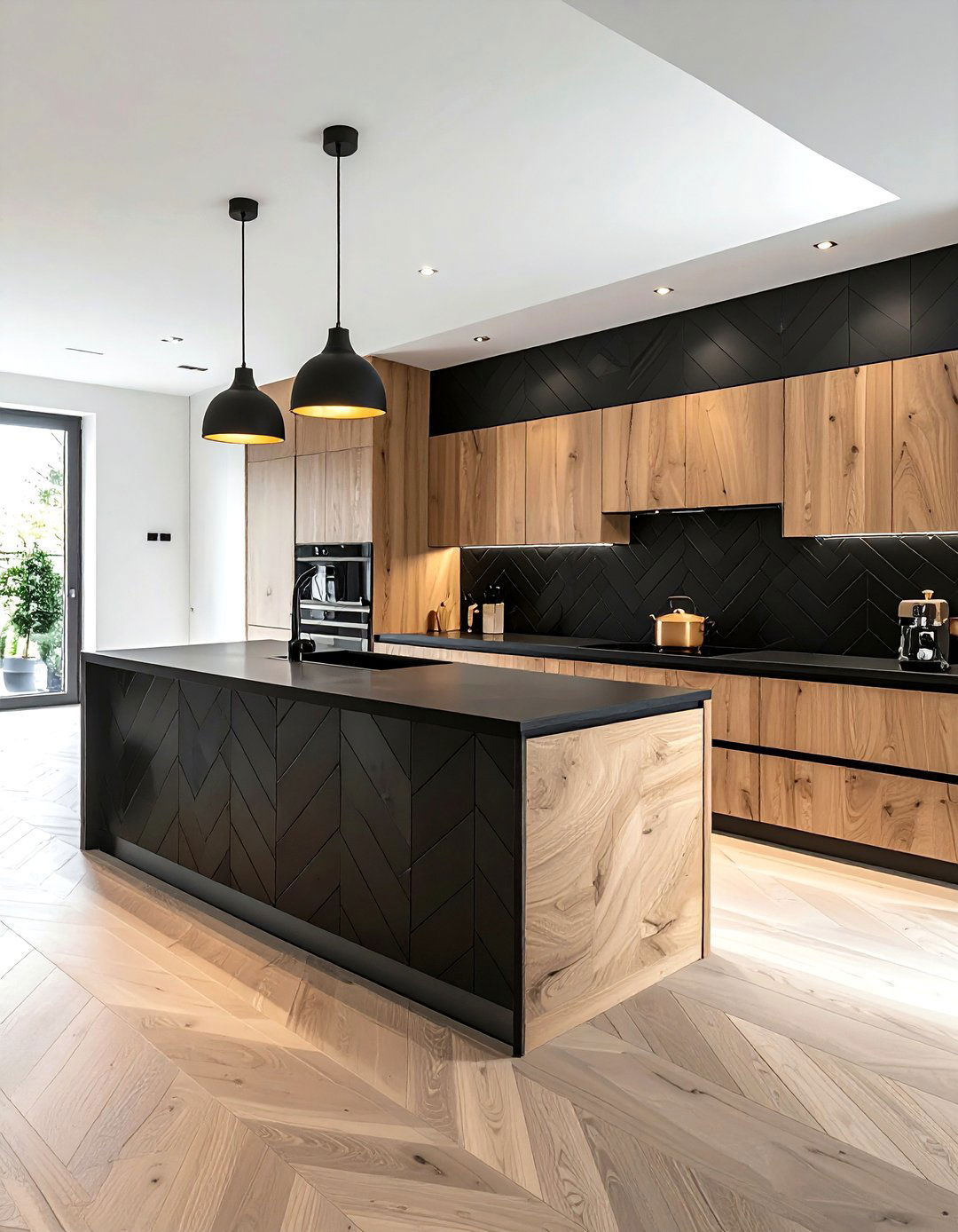 Matte Black Chevron - 30 chevron backsplash kitchen ideas