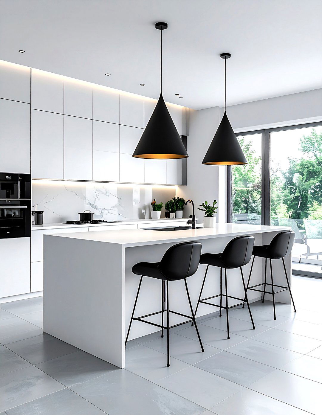 Matte Black Cone Light - 30 pendant light kitchen island ideas