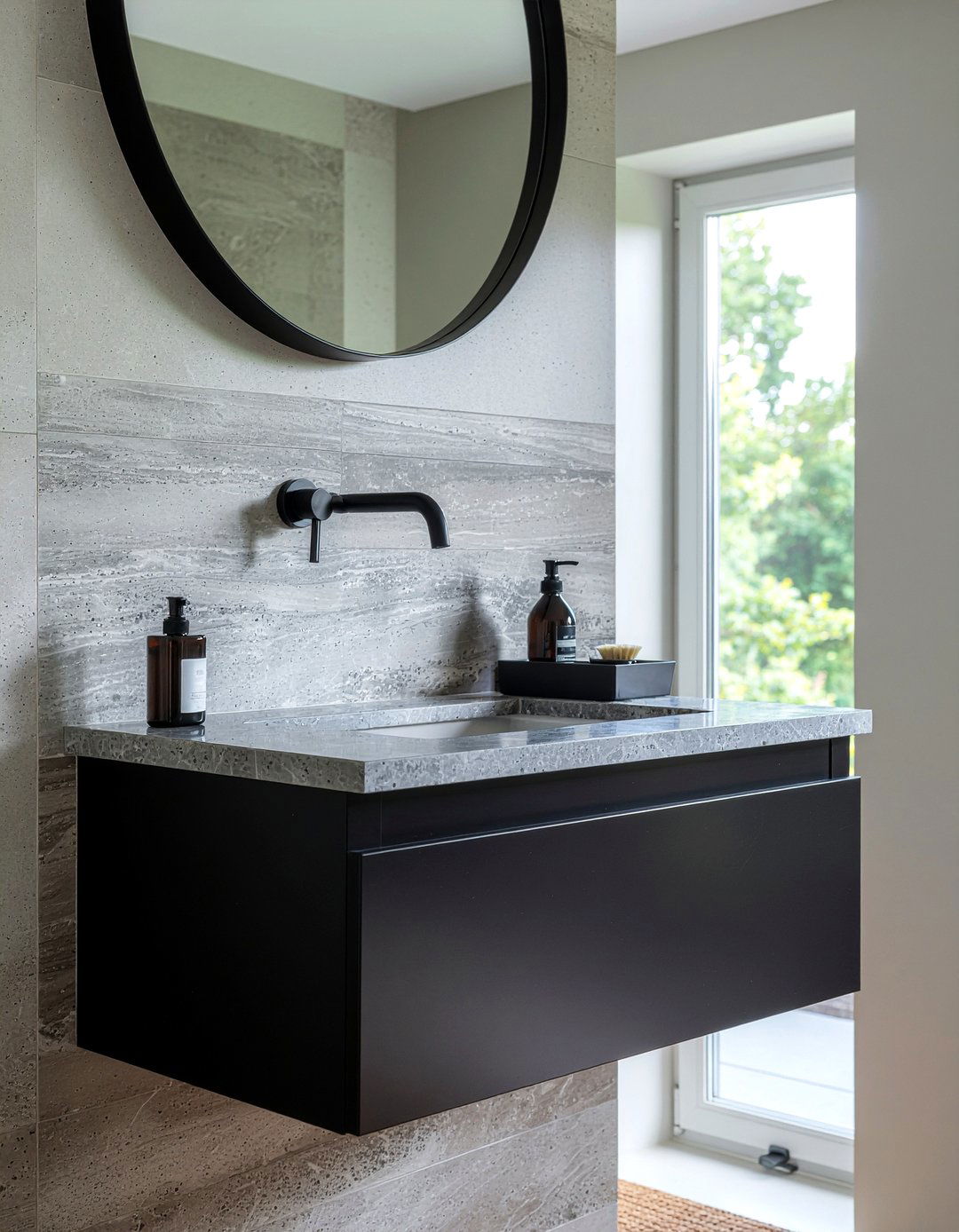 Matte Black Countertop Set - 30 bathroom organizer set ideas
