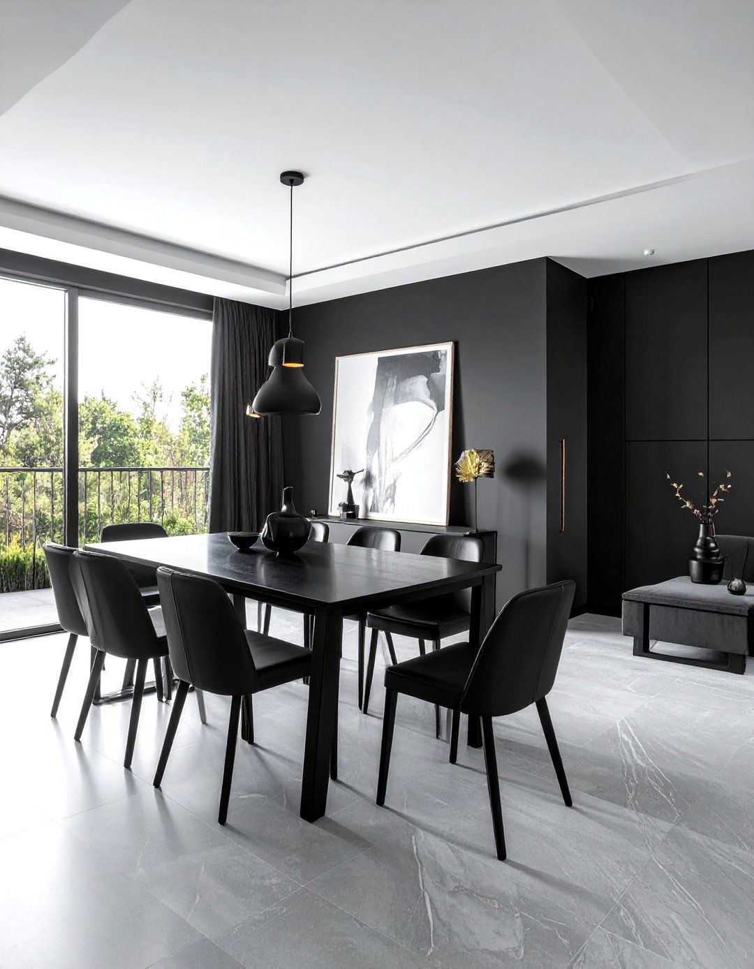Matte Black Dining Room - 30 black dining room design ideas