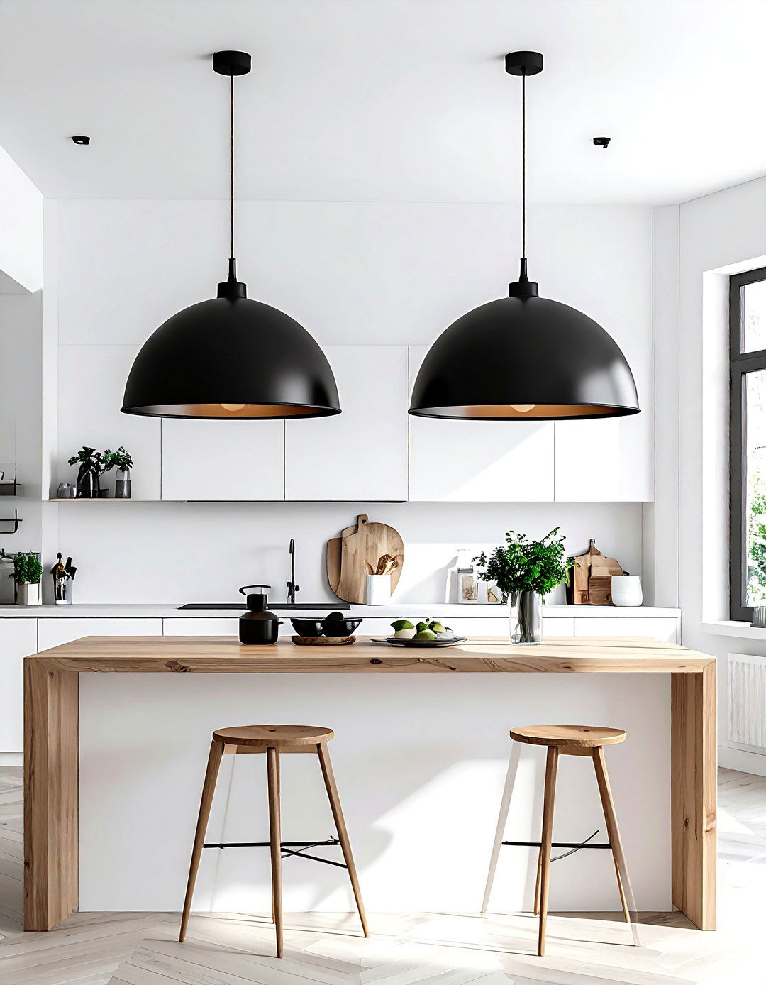 Matte Black Dome Pendant - 30 kitchen ceiling light ideas