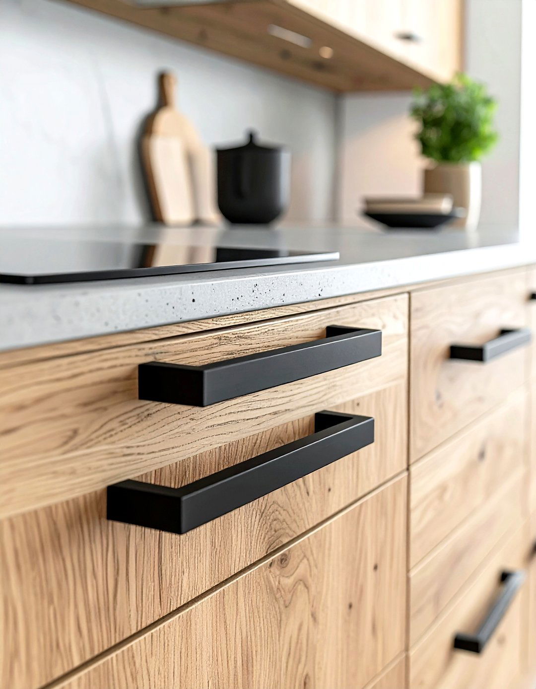 Matte Black Drawer Pulls - 30 kitchen hardware ideas