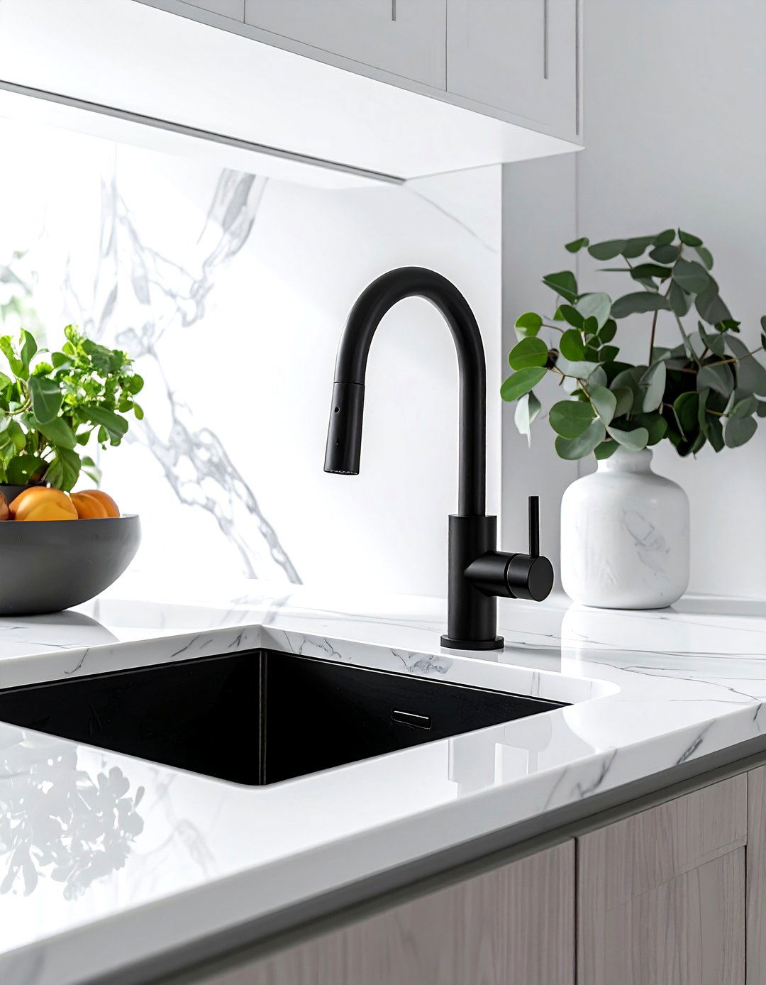 Matte Black Faucet - 30 black kitchen accessories ideas