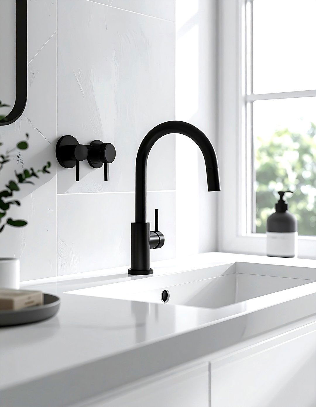 Matte Black Faucet - 30 modern farmhouse bathroom ideas