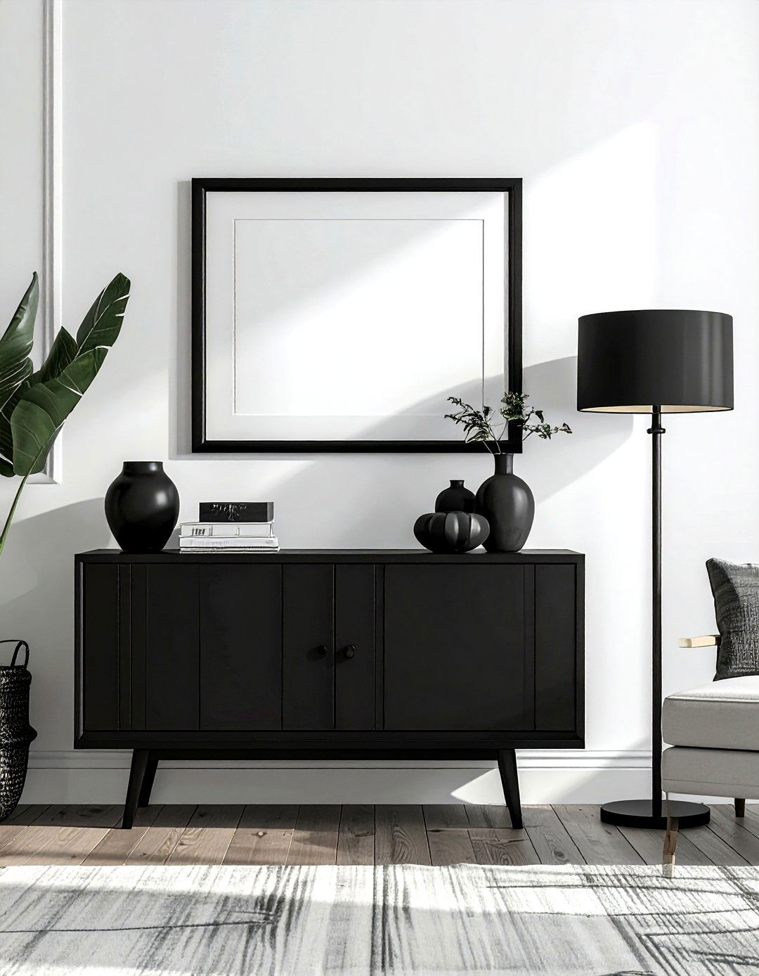 Matte Black Hardware - 30 soft minimalist living room ideas