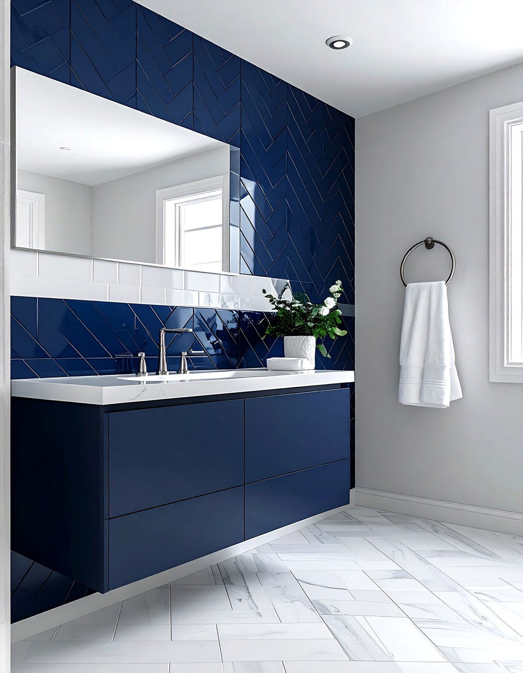Matte Black Hardware Navy Bathroom - 30 navy bathroom decor ideas