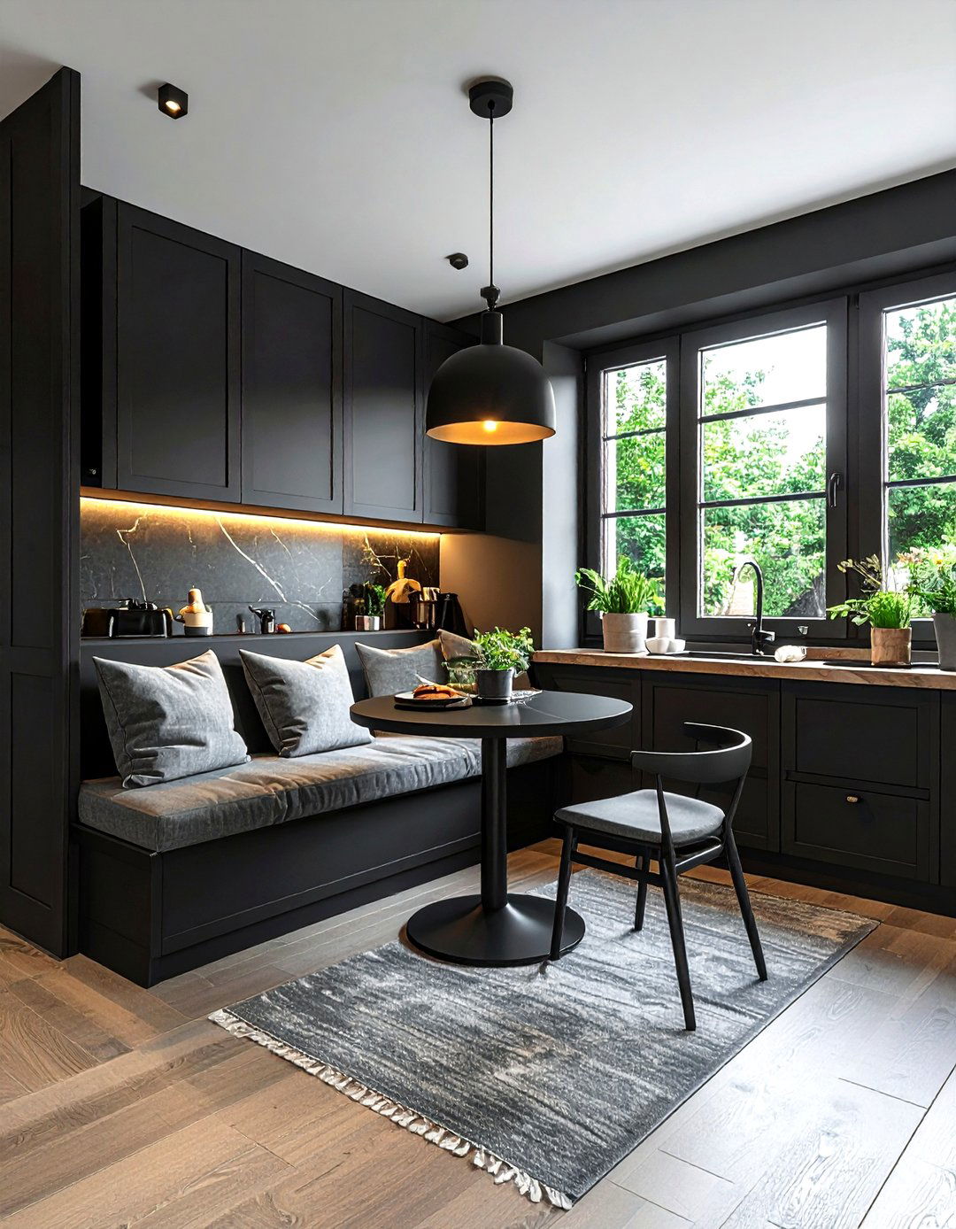 Matte Black Kitchen Breakfast Nook - 30 matte black kitchen ideas