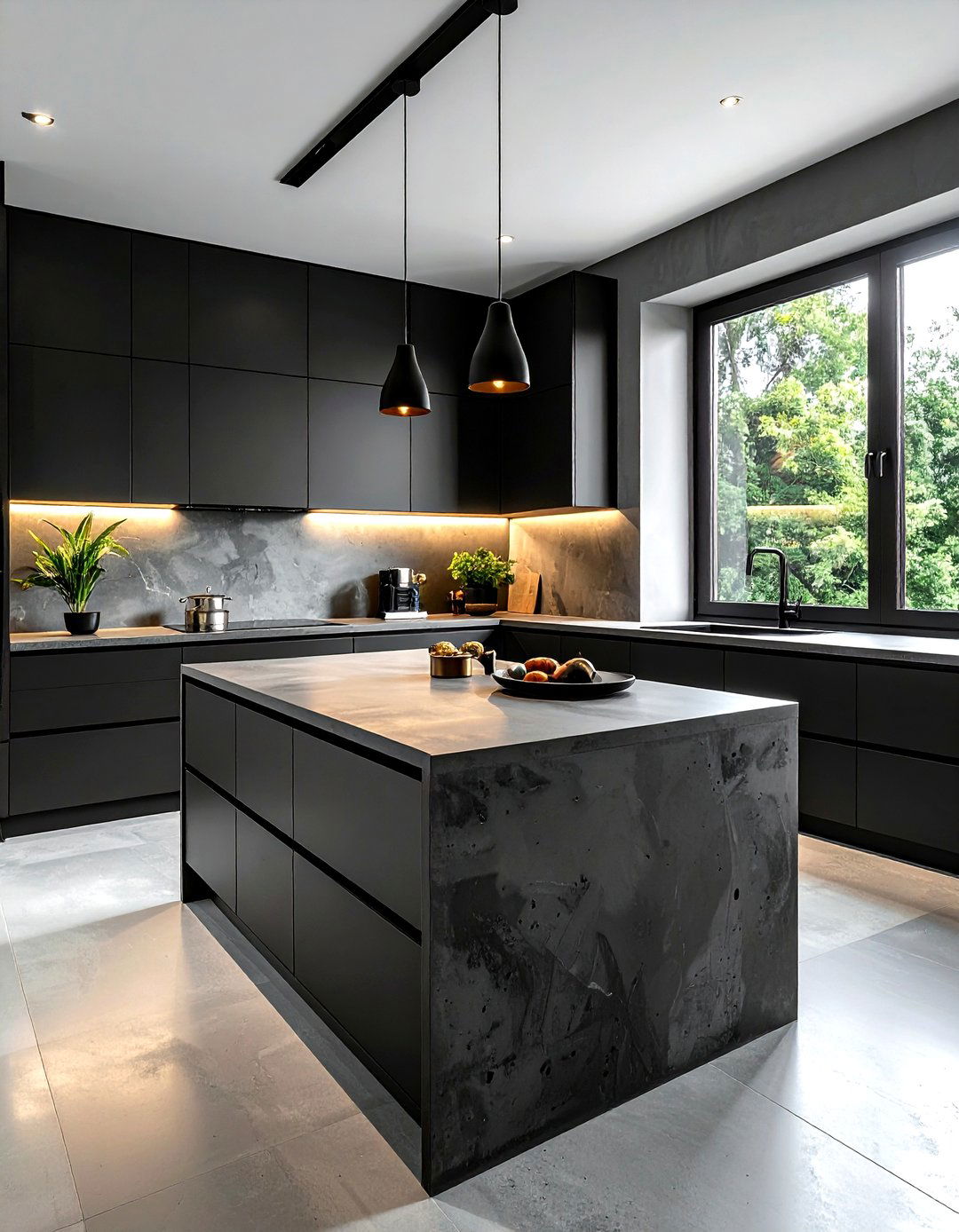Matte Black Kitchen Concrete Surface - 30 matte black kitchen ideas