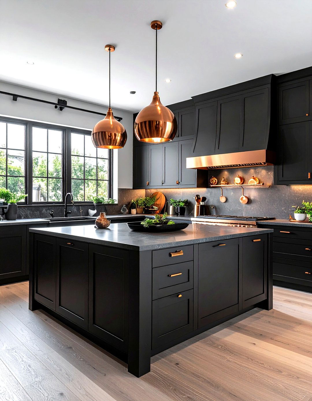 Matte Black Kitchen Copper Detail - 30 matte black kitchen ideas