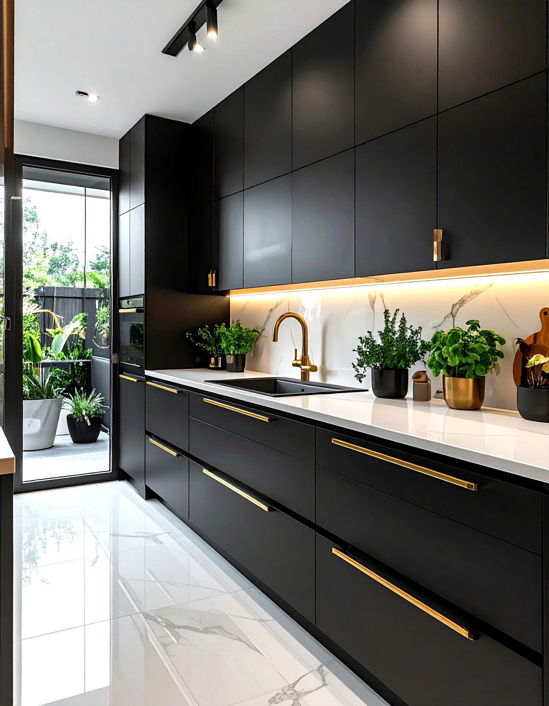 Matte Black Kitchen Gold Handle - 30 matte black kitchen ideas