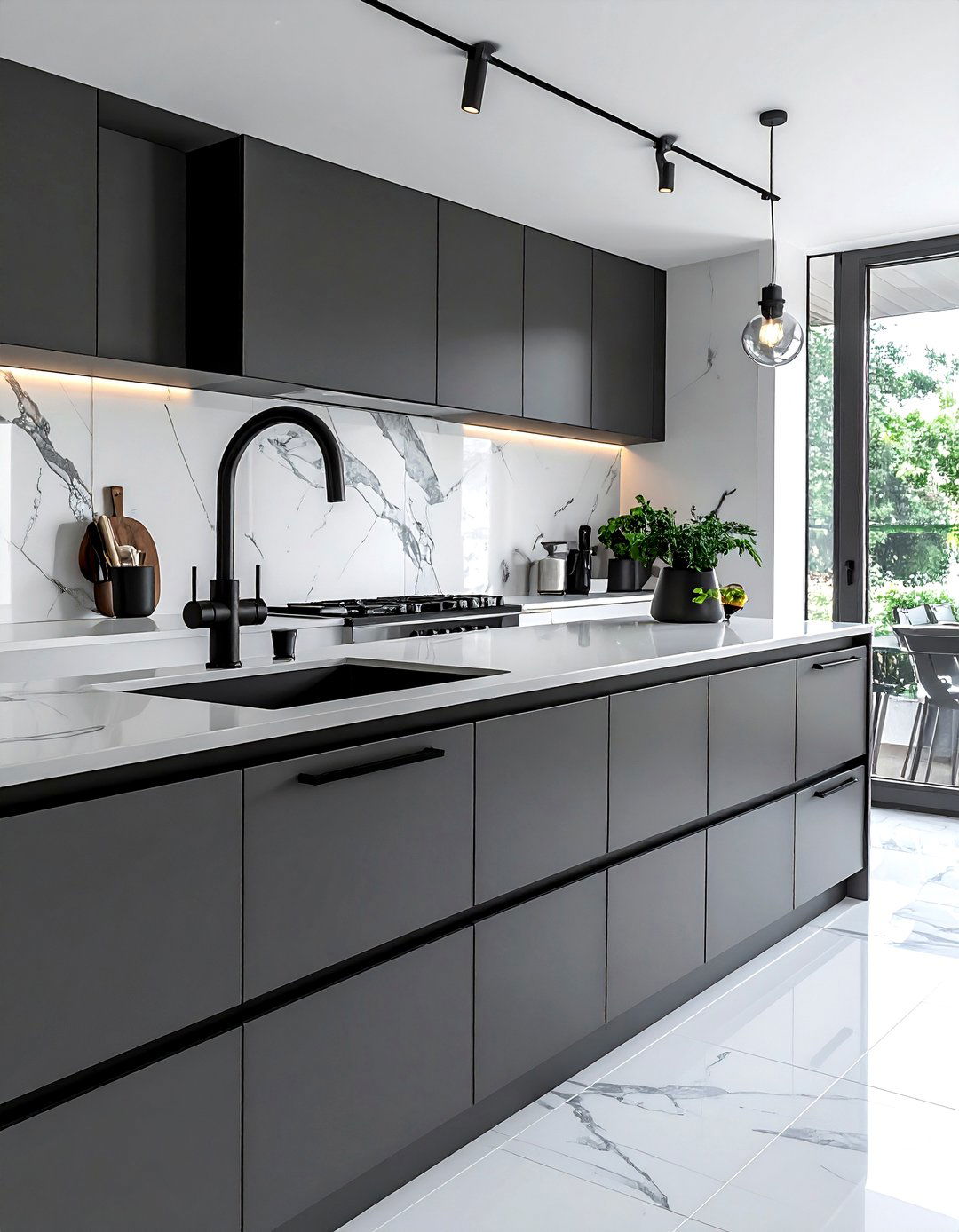 Matte Black Kitchen Hardware - 30 serene kitchen ideas