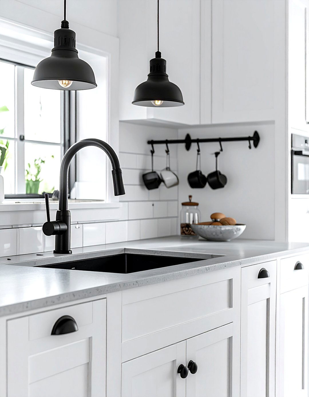 Matte Black Kitchen Hardware - 30 kitchen accent color ideas