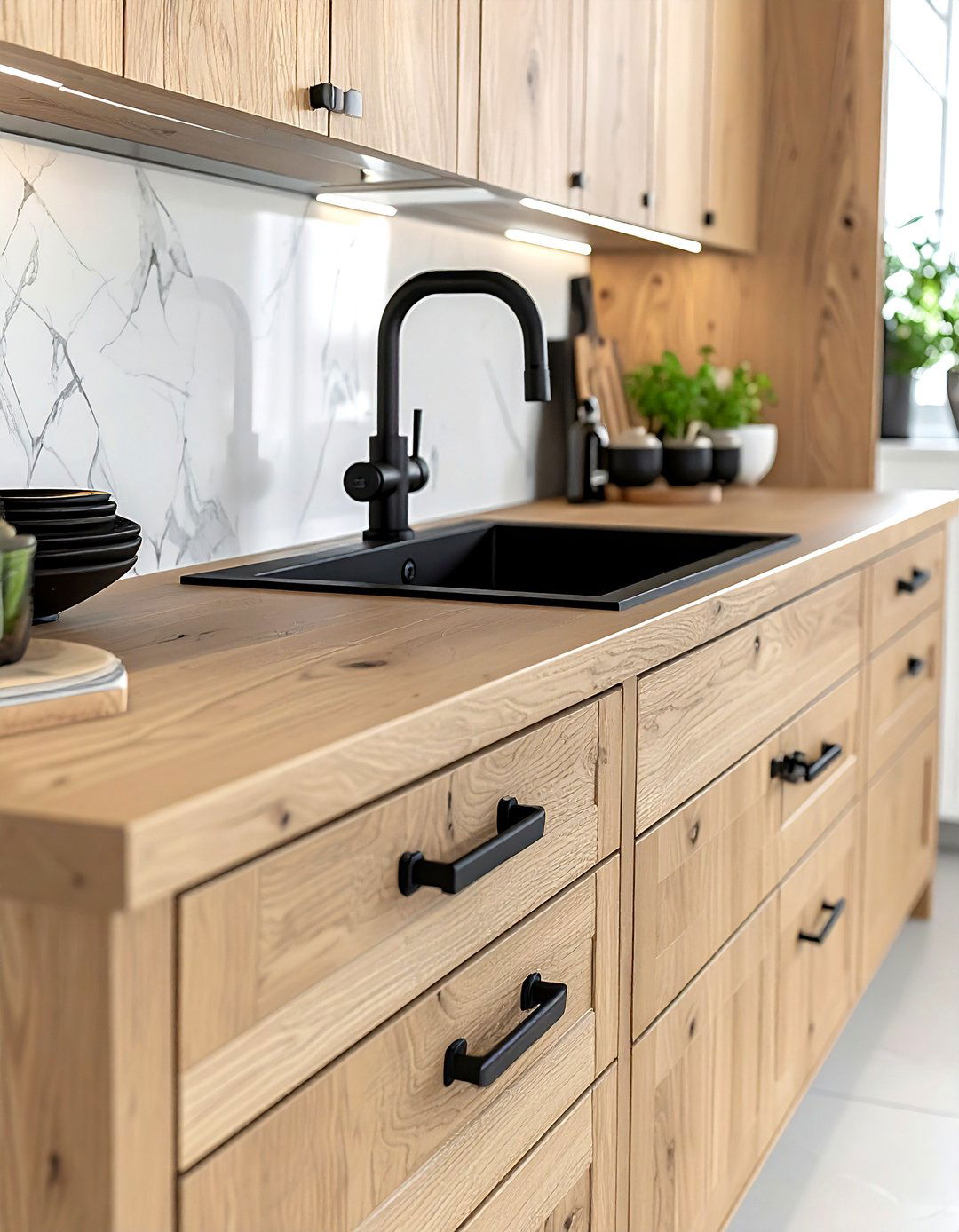 Matte Black Kitchen Hardware - 30 peaceful kitchen ideas