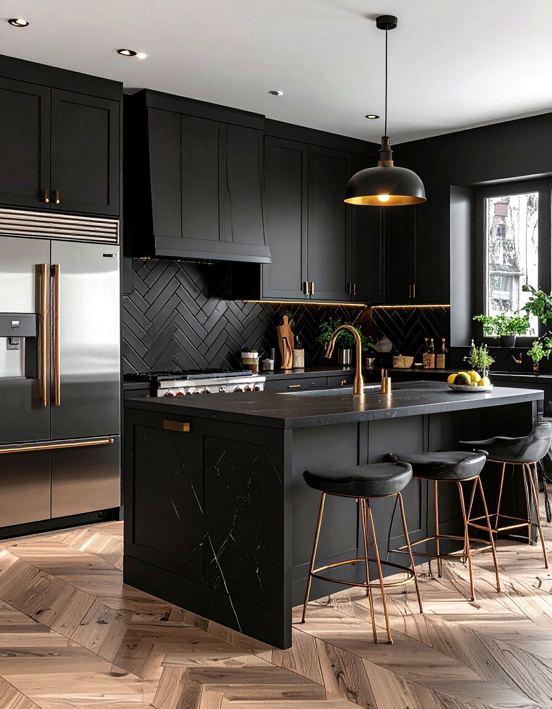 Matte Black Kitchen Herringbone Tile - 30 matte black kitchen ideas