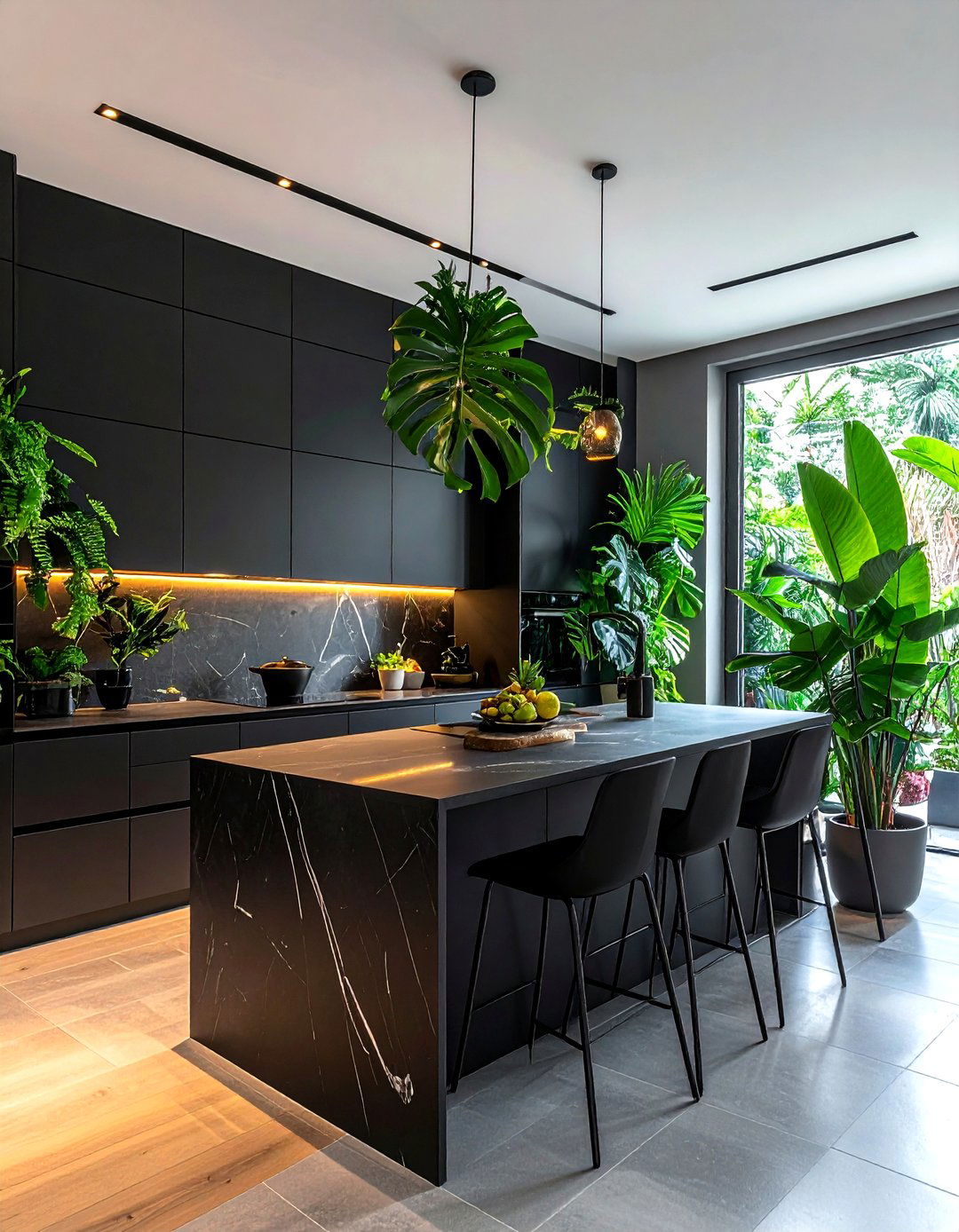 Matte Black Kitchen Indoor Plant - 30 matte black kitchen ideas