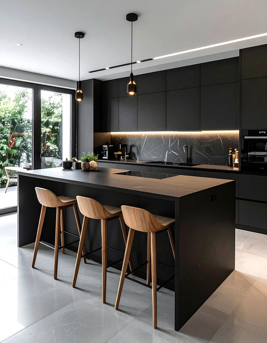 Matte Black Kitchen Island - 30 kitchen bar ideas