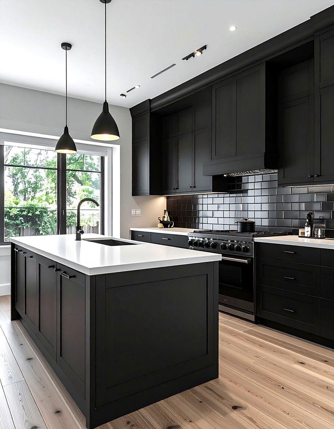 Matte Black Kitchen Subway Backsplash - 30 matte black kitchen ideas