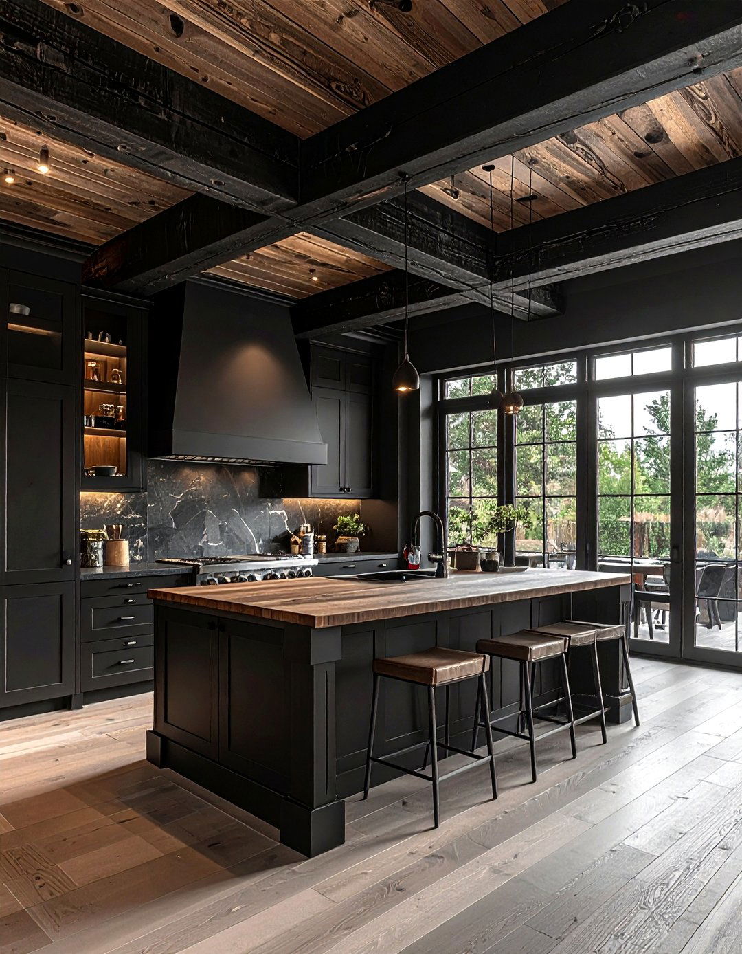 Matte Black Kitchen Wood Beam - 30 matte black kitchen ideas