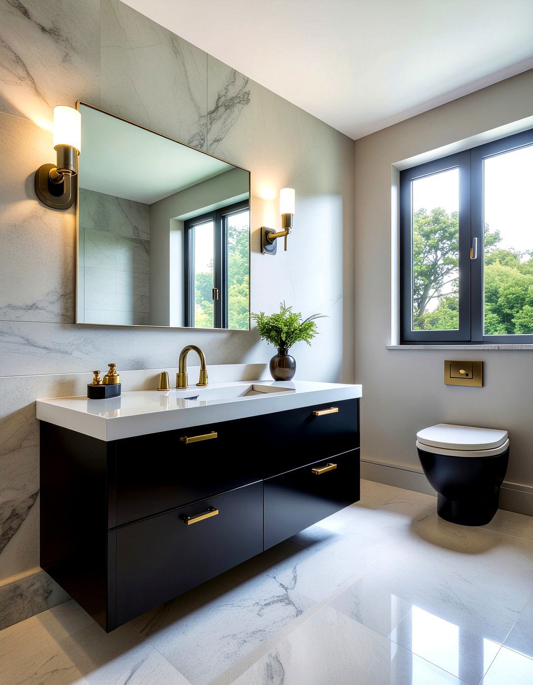 Matte Black Laminate - 30 laminate bathroom countertop ideas