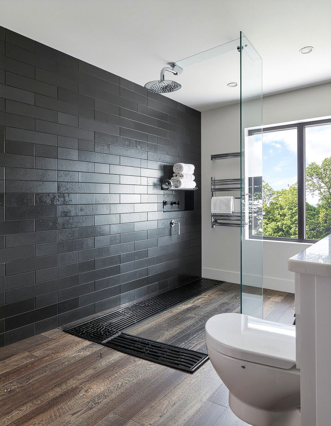 Matte Black Large Subway Tile - 30 large subway tile bathroom ideas