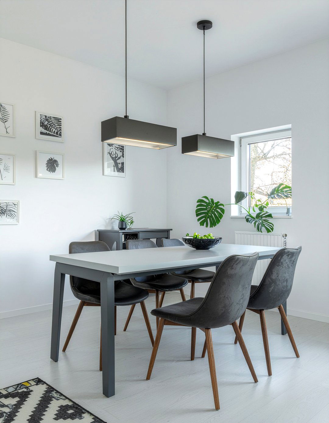 Matte Black Linear Pendants - 30 multiple pendant dining room ideas