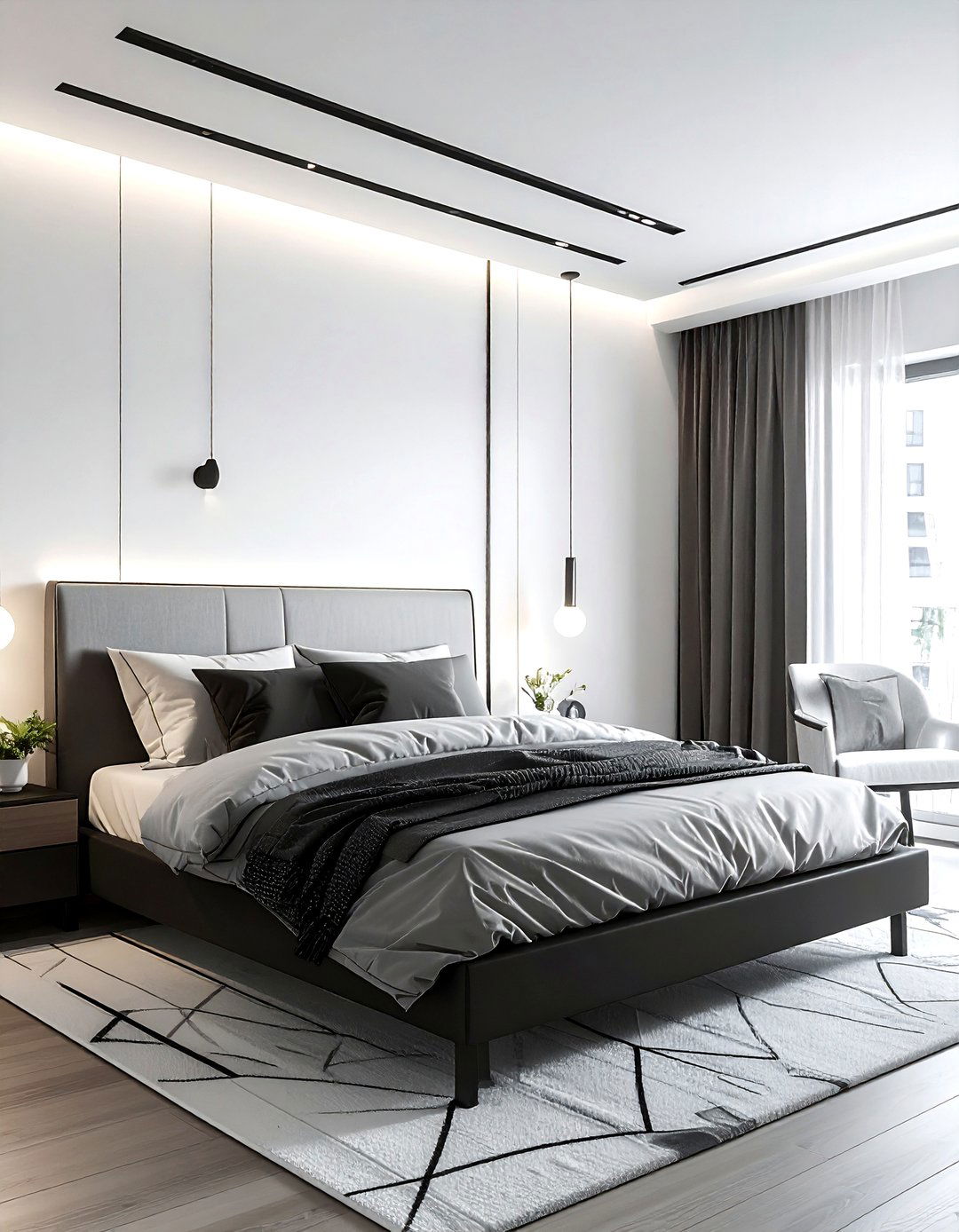 Matte Black Linear Sconce - 30 bedroom sconce ideas