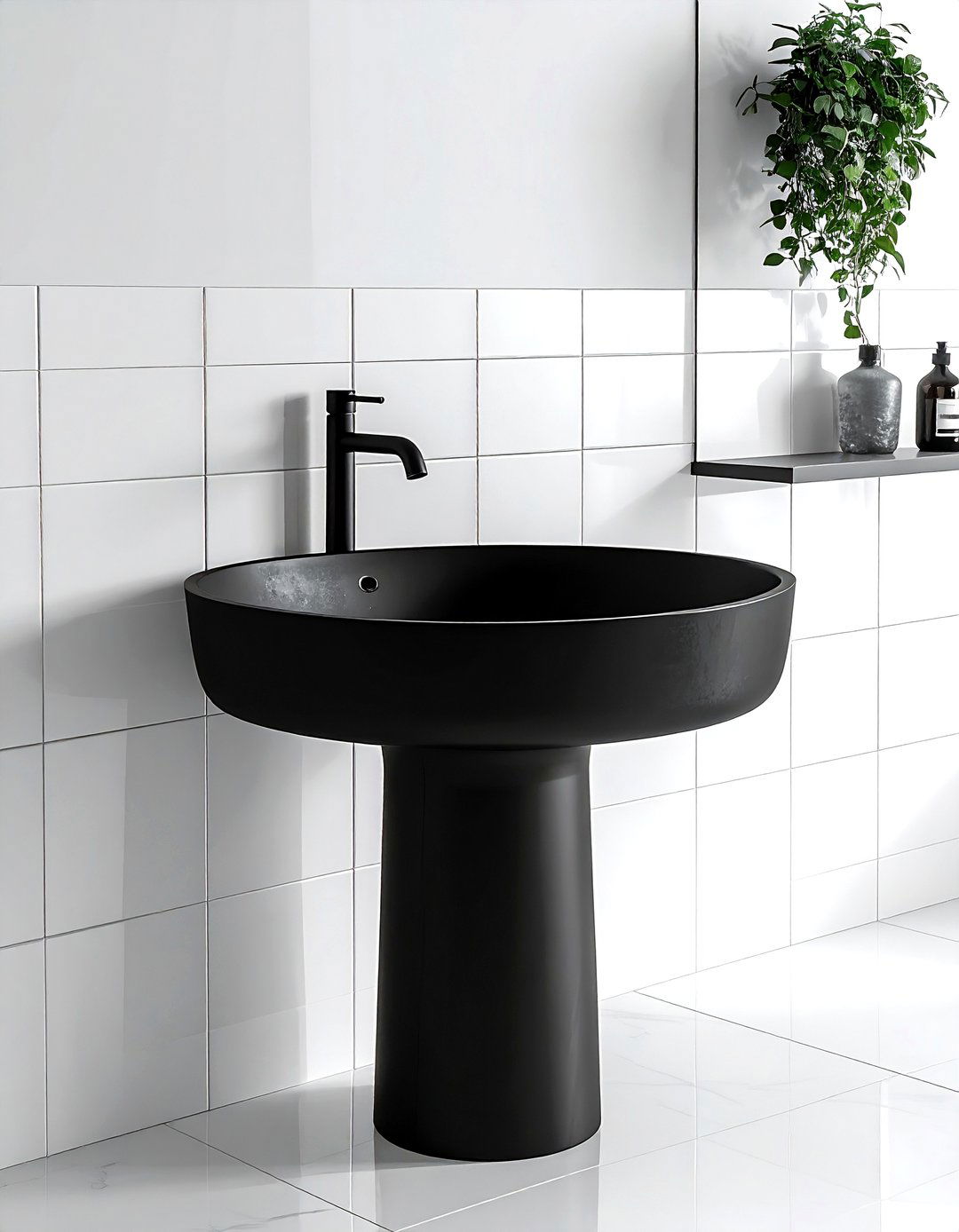 Matte Black Pedestal Sink - 30 pedestal sink ideas