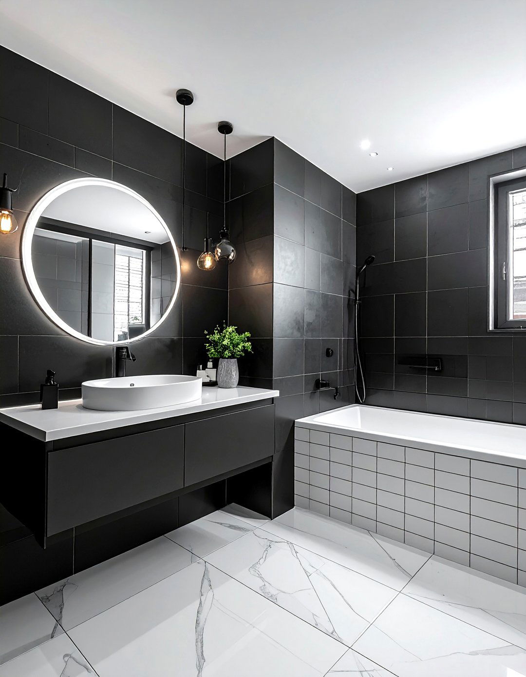 Matte Black Picket Tile Bathroom - 30 picket tile bathroom ideas