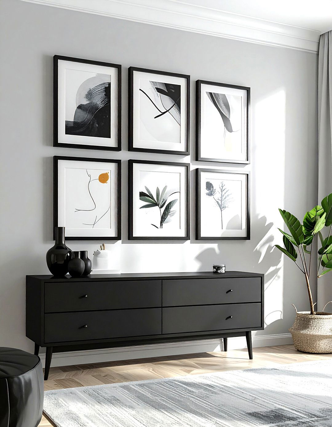 Matte Black Picture Frames - 30 black bedroom accessories ideas