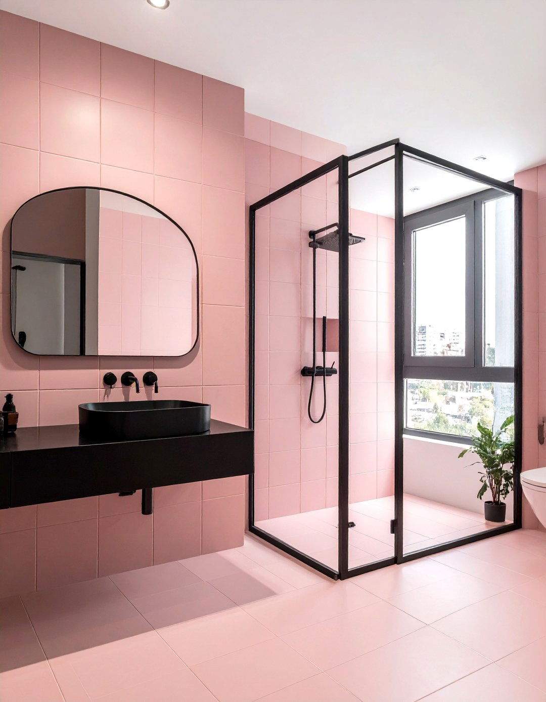 Matte Black Pink Bathroom - 30 blush pink bathroom ideas