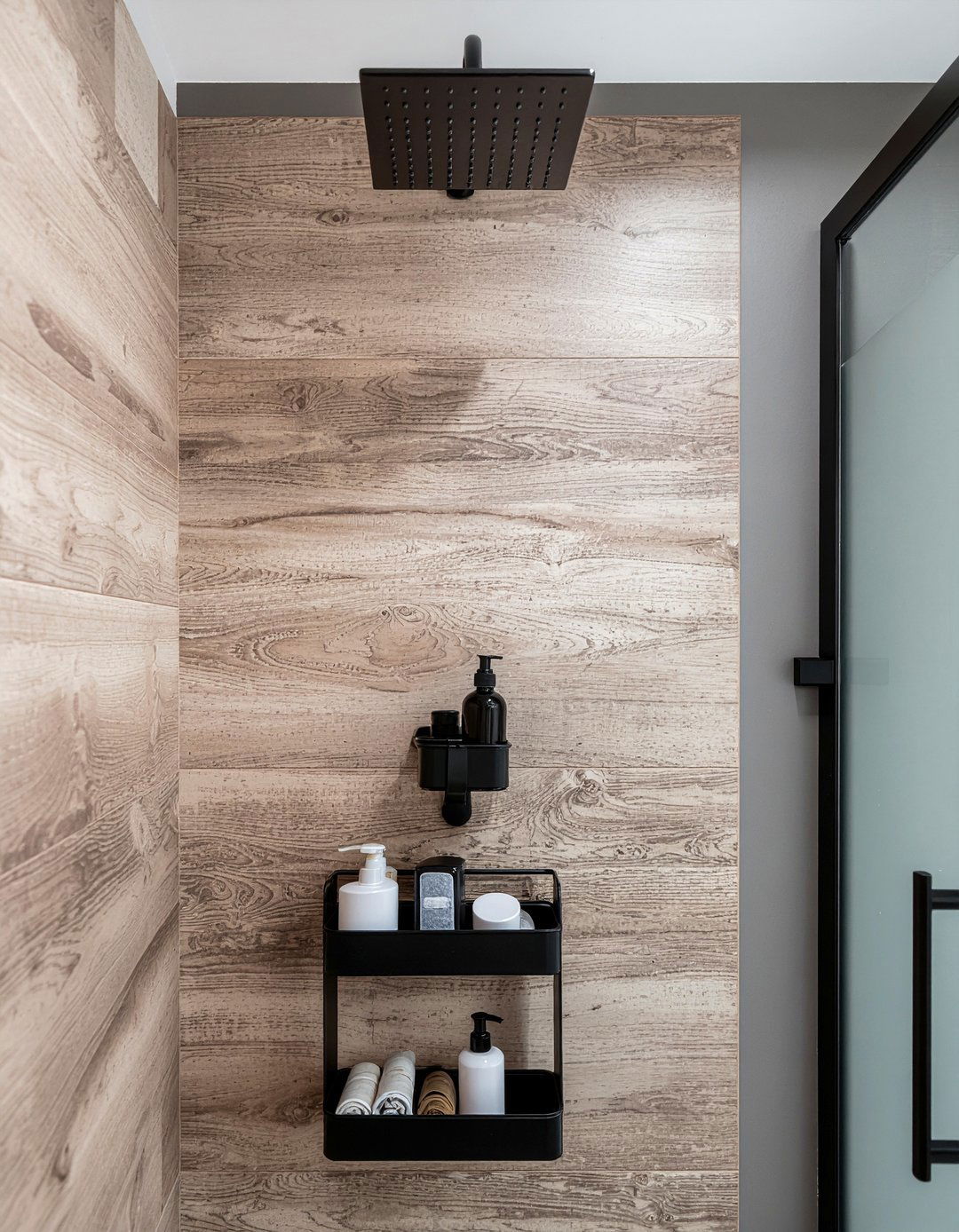 Matte Black Shower Caddy - 30 matte black bathroom hardware ideas