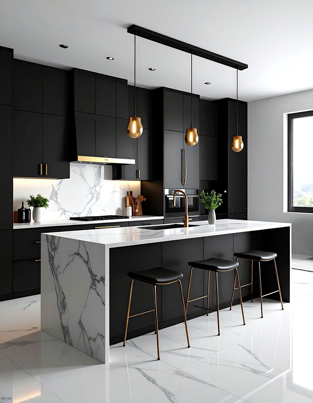 Matte Black Tall Cabinets - 30 tall cabinet kitchen ideas