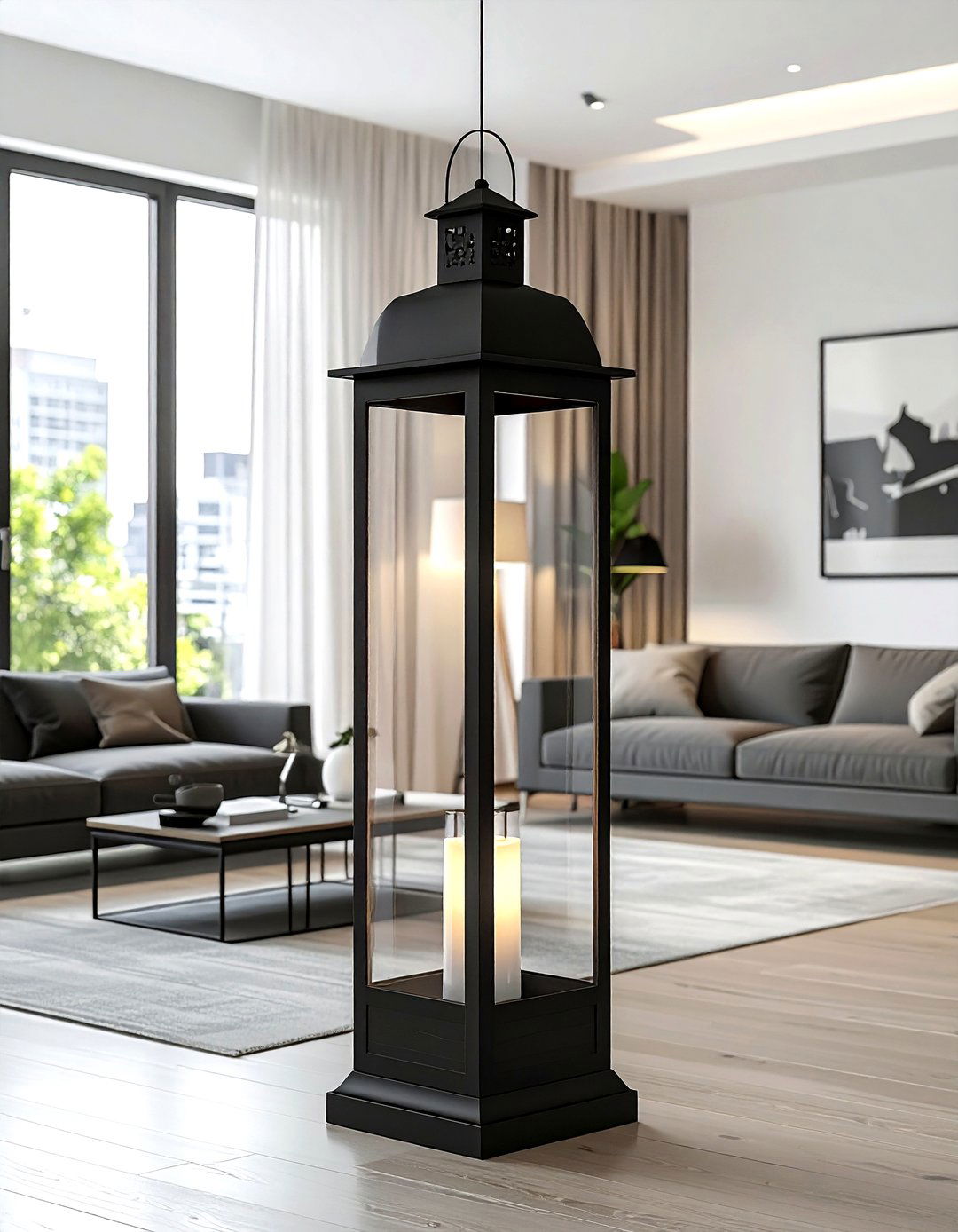 Matte Black Tall Lantern - 30 living room candle lanterns